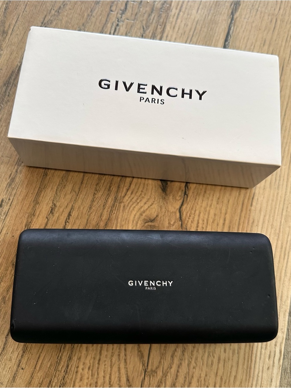 Givenchy Black Leather Eyewear Case with White Box
